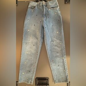 Universal Thread Light Blue Straight Leg Jeans with Star and Stud Embellishments